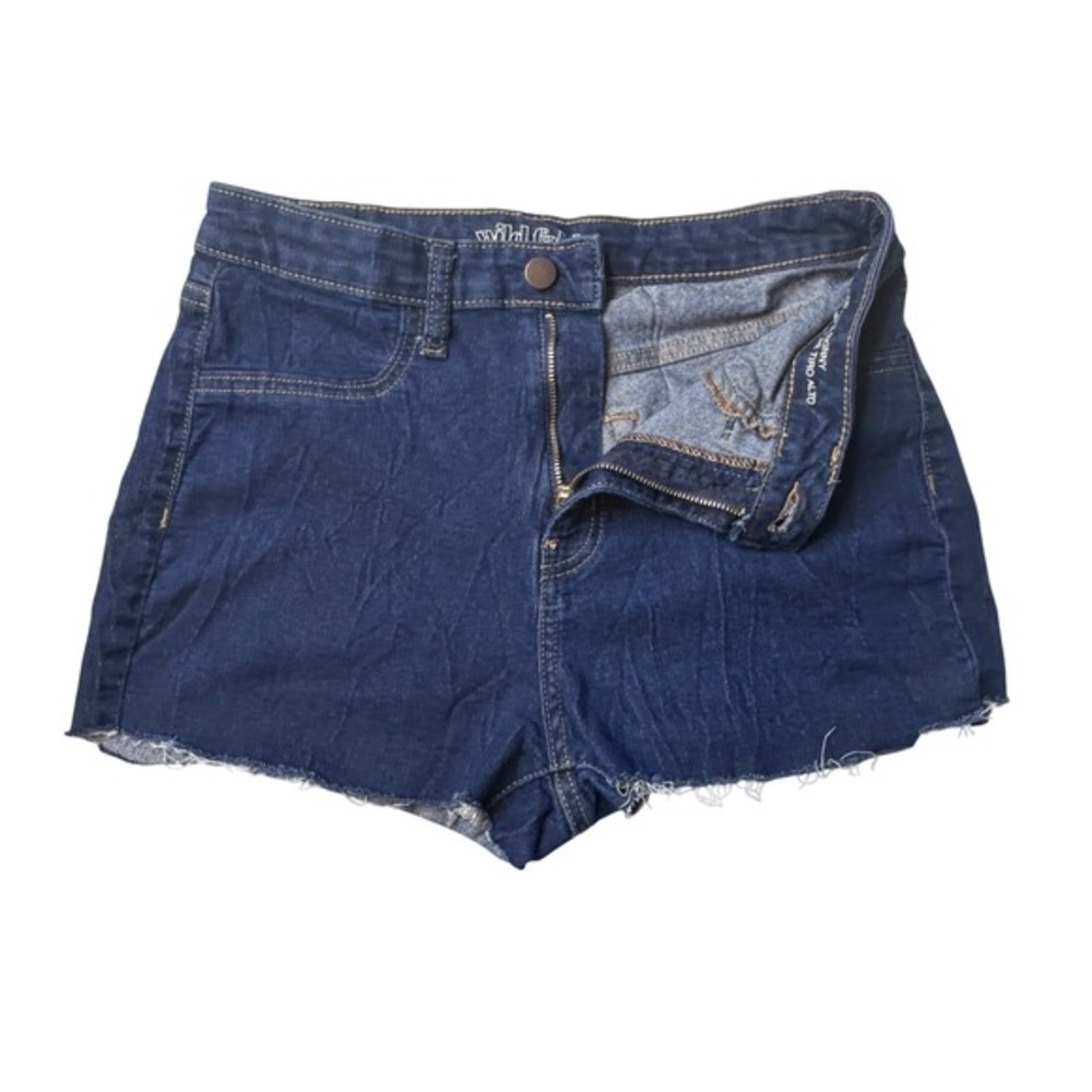 Wild Fable Denim Shorts Womens 8 Dark Blue High Rise Skinny Cut Off Raw Hem